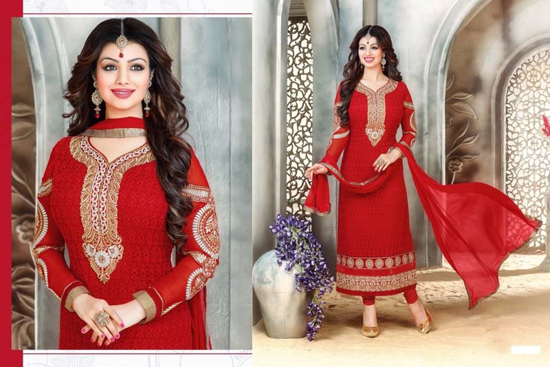 Ayesha Takia Red Color Straight Suit-563