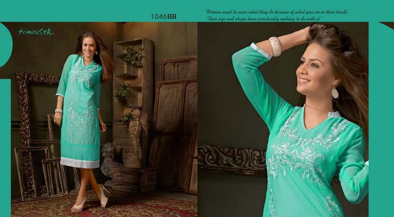Cocktail Turquoise Color Western Kurti