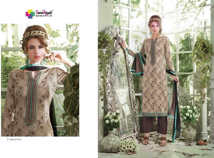 Cotton Cream Brown Color Salwar Kameez