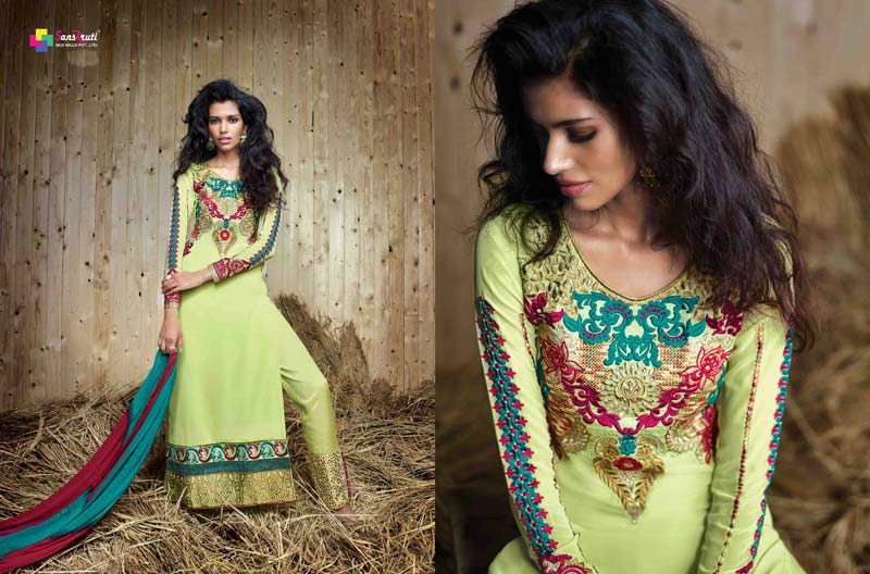Embroidered Pear Super Straight Suit-570