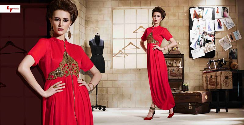 Embroidered Western Red Color Kurtis-562