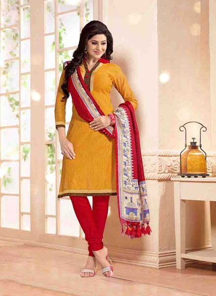 Red Color Churidar Suits