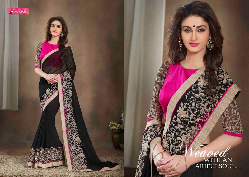 Pure Georgette Black Color Designer Saree-564