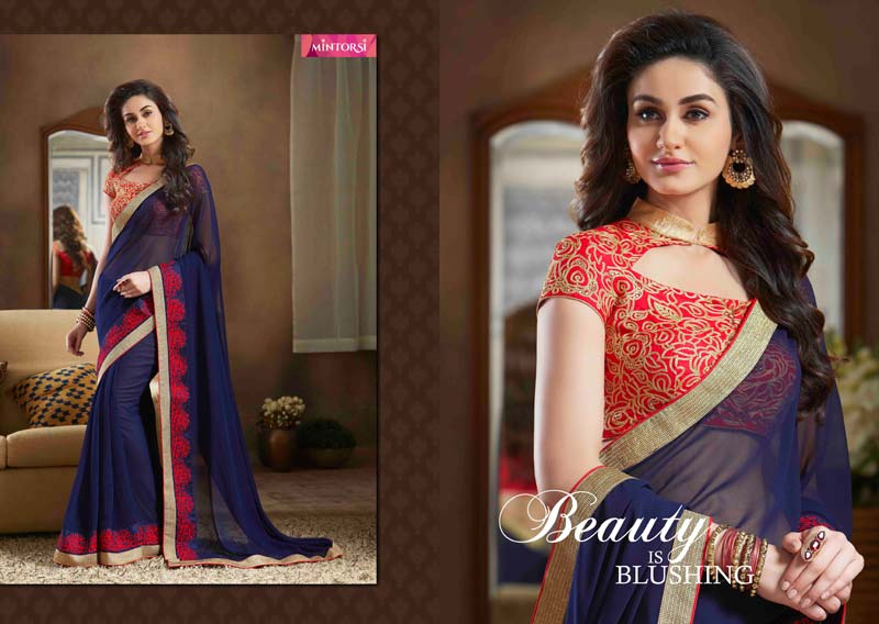 Pure Georgette Blue Color Designer Saree-564