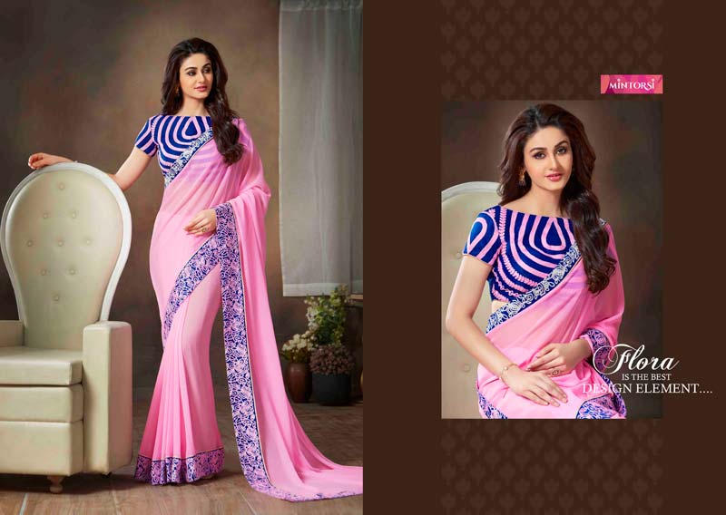 Pure Georgette Rose Pink Color Designer Saree-564