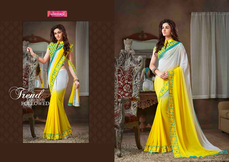 Pure Georgette Yellow Color Designer Saree-564