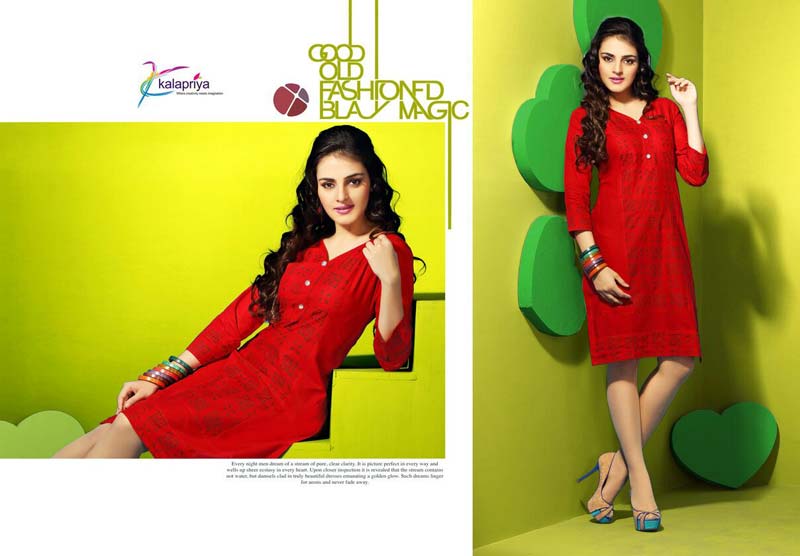 Readymade Red Color Lawn Cotton Western Kurti