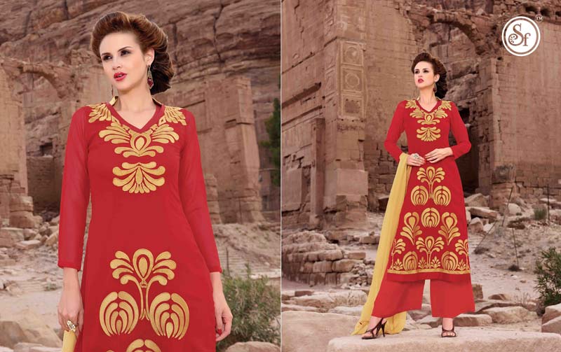 Super Fashion Red Color Straight Suit-567