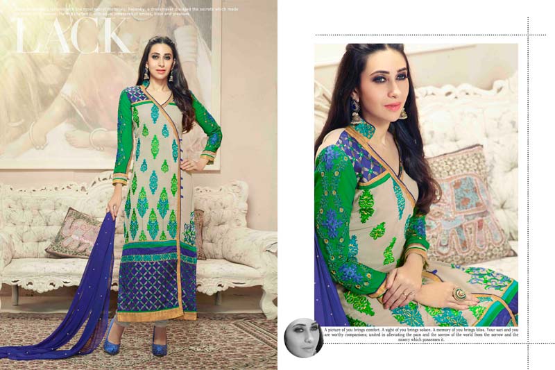 Super Green & Blue Color Karishma Kapoor Long Suit-577