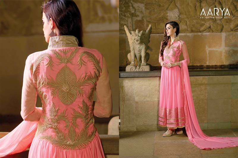 Super Pattern Pink Color Anarkali Suit