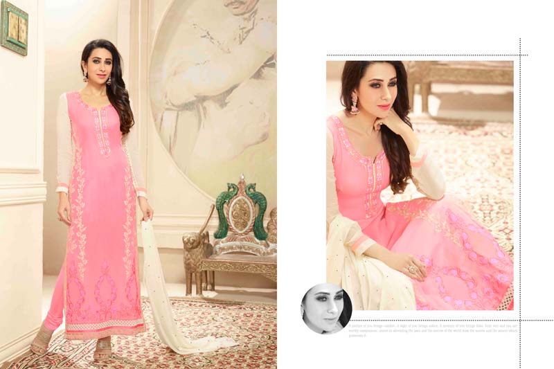 Super Pink & Cream Color Karishma Kapoor Long Suit-577