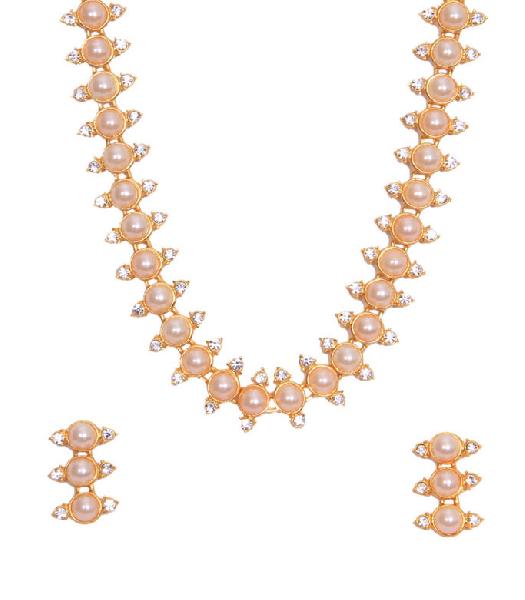 Jack Jewels Gold Plated Pearl Necklace, Gender : Female