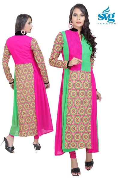 A Line Embroidery Kurti with Dhupian and Georgette Fabric