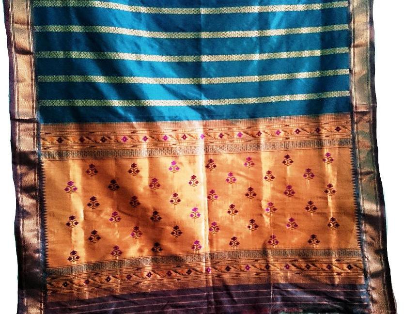 Yeola Paithani Silk Saree Golden lines