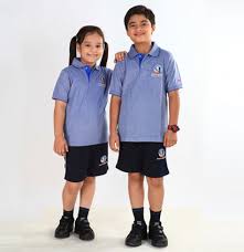 Printed Cotton school uniform, Color : Blue