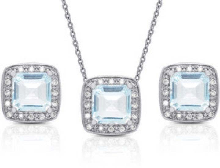 CZ Square Necklace Set