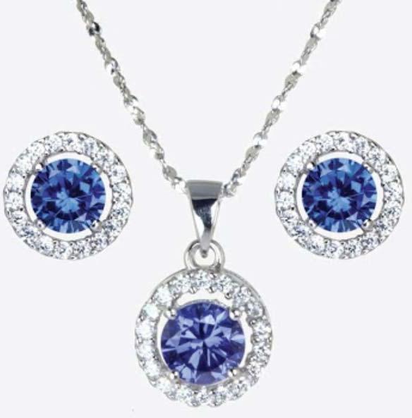 CZ Sapphire Necklace Set