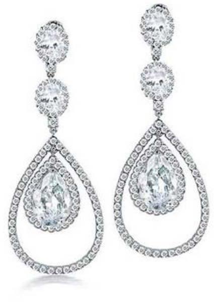 CZ Pear Shaped Diamond Earrings