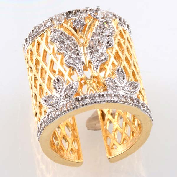 CZ 18k Gold Plated Butterfly Ring