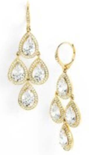 CZ 18k Gold Plated Gemstone Studded Earrings