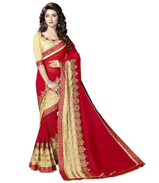 Red Colour Marble Party Wear Saree
