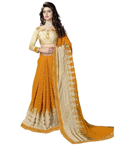 Yellow Colour Marble Party Wear Saree