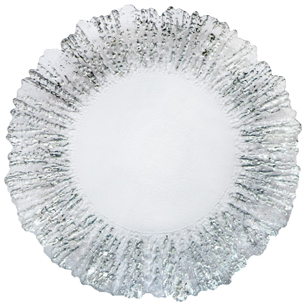 Silver Flower Shaped Glass Charger Plates by MC GLASS CO., LTD, silver ...