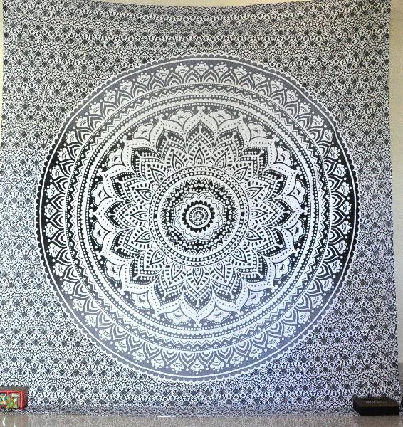 Black Sliver Ombre Print Tapestry Wall Hanging