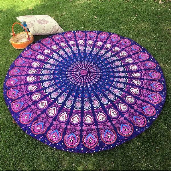 Boho Floral Indian Mandala Handmade Cotton Beach Throw Towel