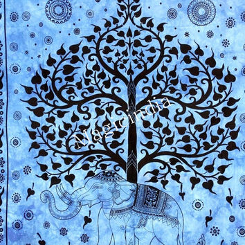 Tree Blue Indian Mandala Wall Hanging