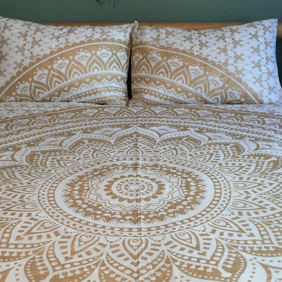 Buy Golden Ombre Print Indian Mandala Duvet Cover From Rajasthan