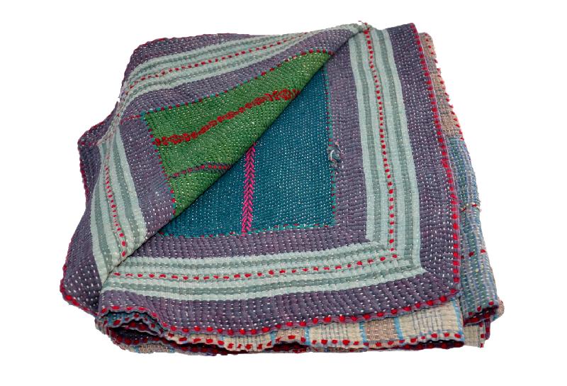 Hand Stitched Pattern Kantha Quil, for Blanket, Technics : Handmade