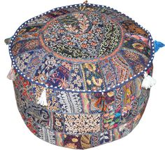 Traditional Indian Patchwork Pouf Cover