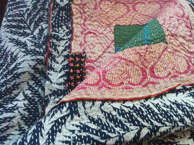 Handmade Multi Coloured Indian Kantha Quilt, for Blanket, Size : 54x 89inch