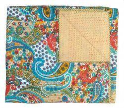 Handmade Paisley Print Indian Kantha Quilt