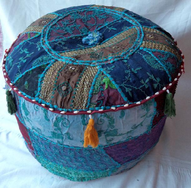 Handmade Round Ottoman PatchWork Puff Cover