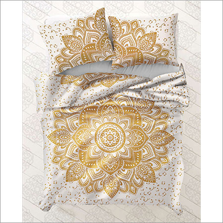 Hippy Dorm Golden Indian Mandala Duvet Cover