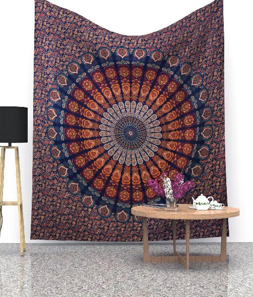 RAJASTHAN FASHIONS MANDALA Cotton screen printed tapestry, Style : WALL HANGING
