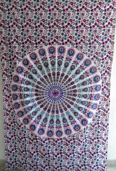 Peacock Print Indian Mandala Tapestry Wall hanging