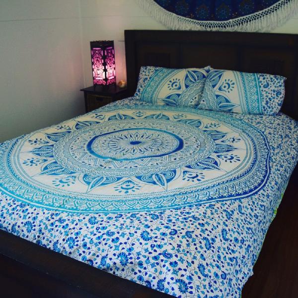 Indian Mandala Blue Ombre Print Duvet Cover