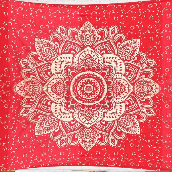 Indian Mandala Gypsy Red Handmade Floral Tapestry Wall Hanging Decorative