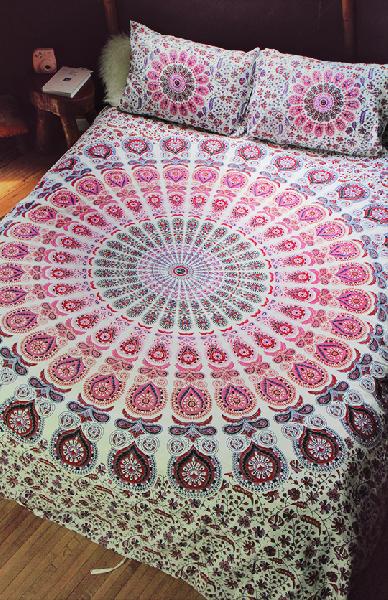 Indian Mandala Print Duvet Cover, Size : 54x 89 inch