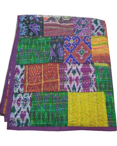 Indian Vintage Patchwork Kanth Twin Kantha Quilt