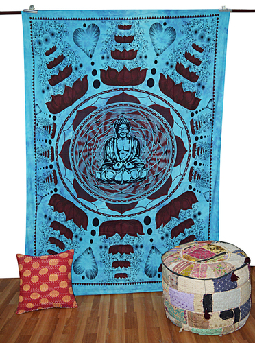 Om Buddha Tribal Indian Mandala Tapestry Wall Hanging