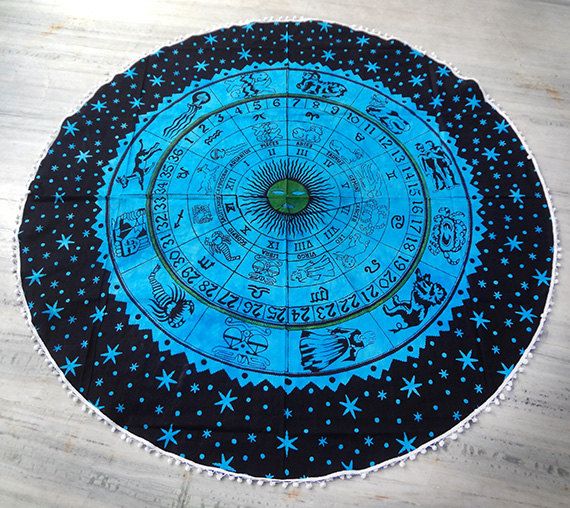 Zoadic Indian Mandala Round Tapestry Beach Throw Towel