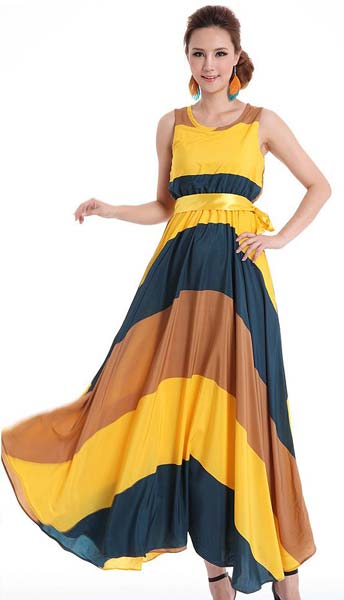 Maxi Dress Multicolored Cotton Fabric