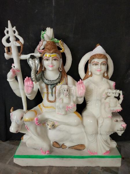 Printed Marble Shiv Parvati Statues, Packaging Type : Carton Box, Thermocol Box