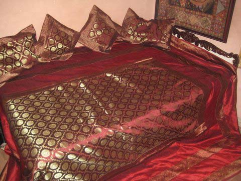 red banarasi bed cover