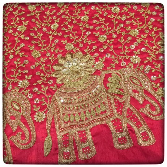 Poly Dupion Embroidery in Red
