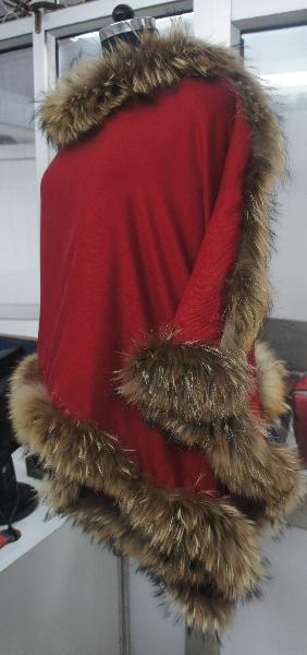 Red silk Pashmina fur Shawls